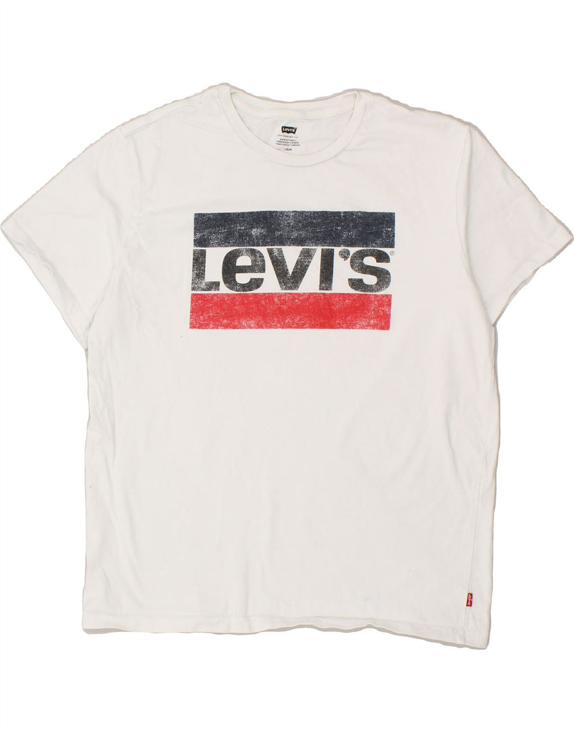 LEVI'S Womens Graphic T-Shirt Top UK 16 Large White Vintage Levi's and Second-Hand Levi's from Messina Hembry 