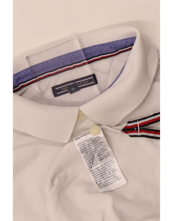 TOMMY HILFIGER Boys Polo Shirt 15-16 Years White Cotton