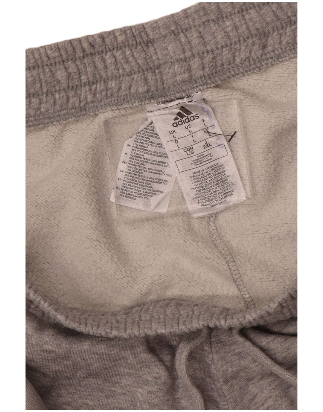 ADIDAS Mens Tracksuit Trousers Joggers Large Grey Colourblock Cotton