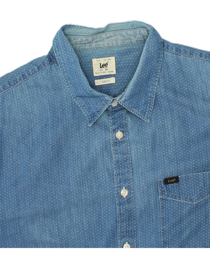 LEE Mens Slim Fit Shirt XL Blue Polka Dot | Vintage Lee | Thrift | Second-Hand Lee | Used Clothing | Messina Hembry 