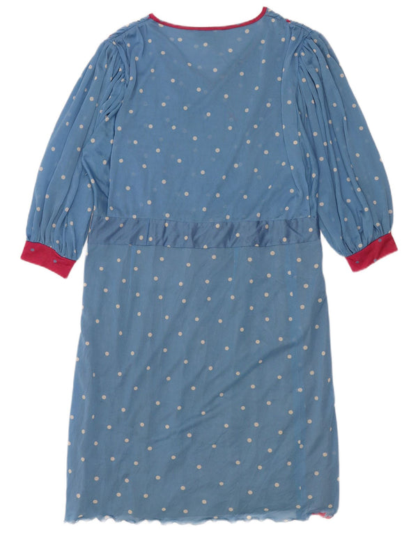 VIRGINIE Womens 3/4 Sleeve Shift Dress UK 12 Medium Blue Floral Triacetate