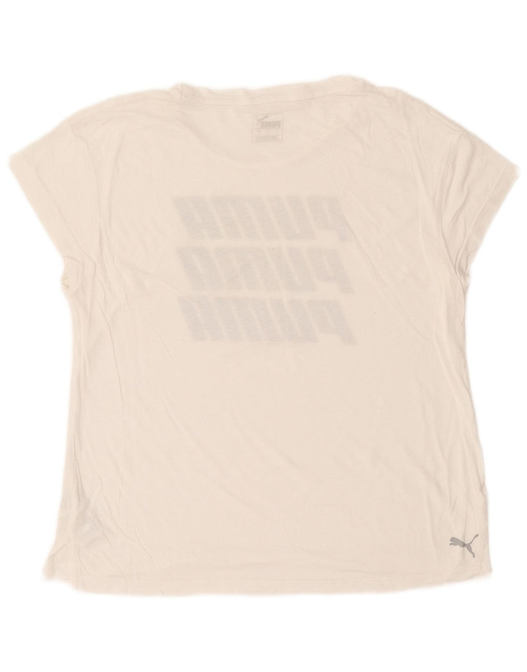 Puma Womens Oversized Graphic T-Shirt Top UK 10 Small White Cotton