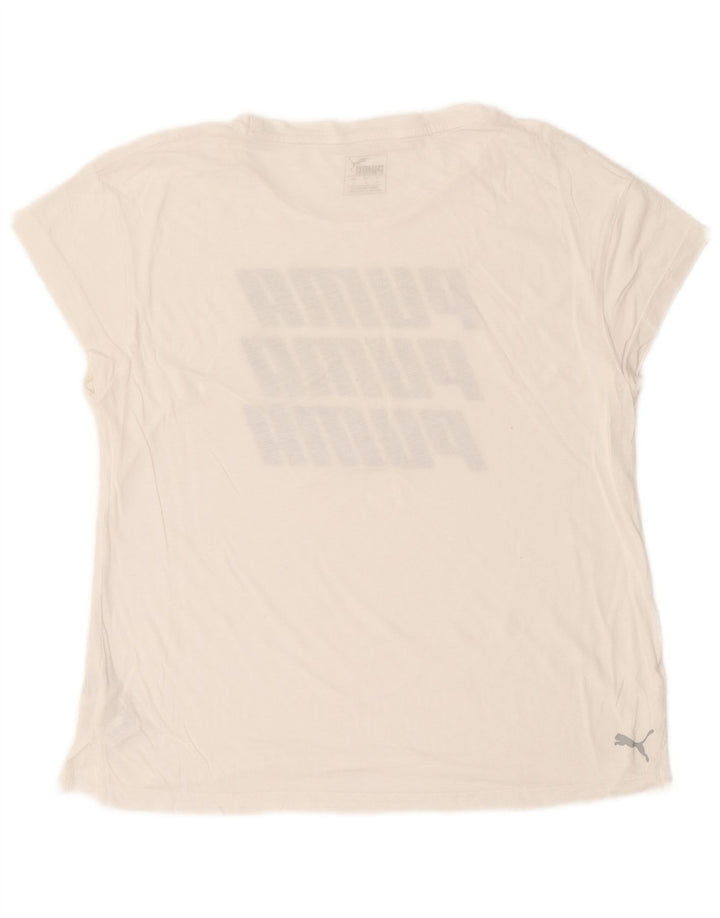 Puma Womens Oversized Graphic T-Shirt Top UK 10 Small White Cotton