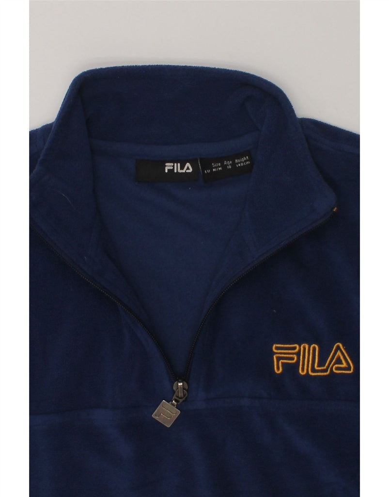 FILA Boys Zip Neck Fleece Jumper 9-10 Years Medium  Navy Blue Polyester | Vintage Fila | Thrift | Second-Hand Fila | Used Clothing | Messina Hembry 