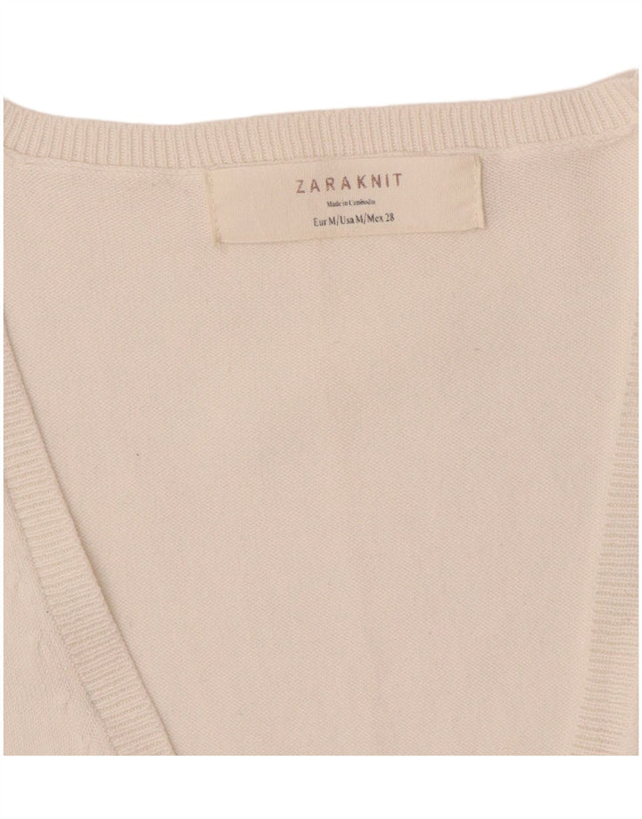 Zara Womens Cardigan Sweater UK 12 Medium White