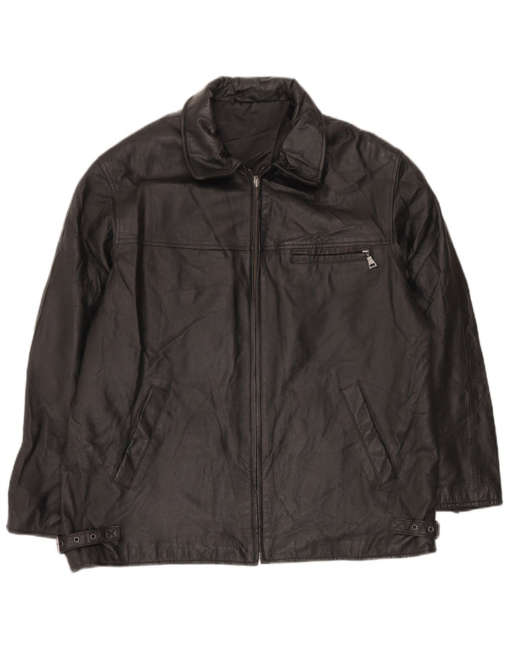 ANGELO LITRICO Mens Leather Jacket UK 42 XL Black Leather