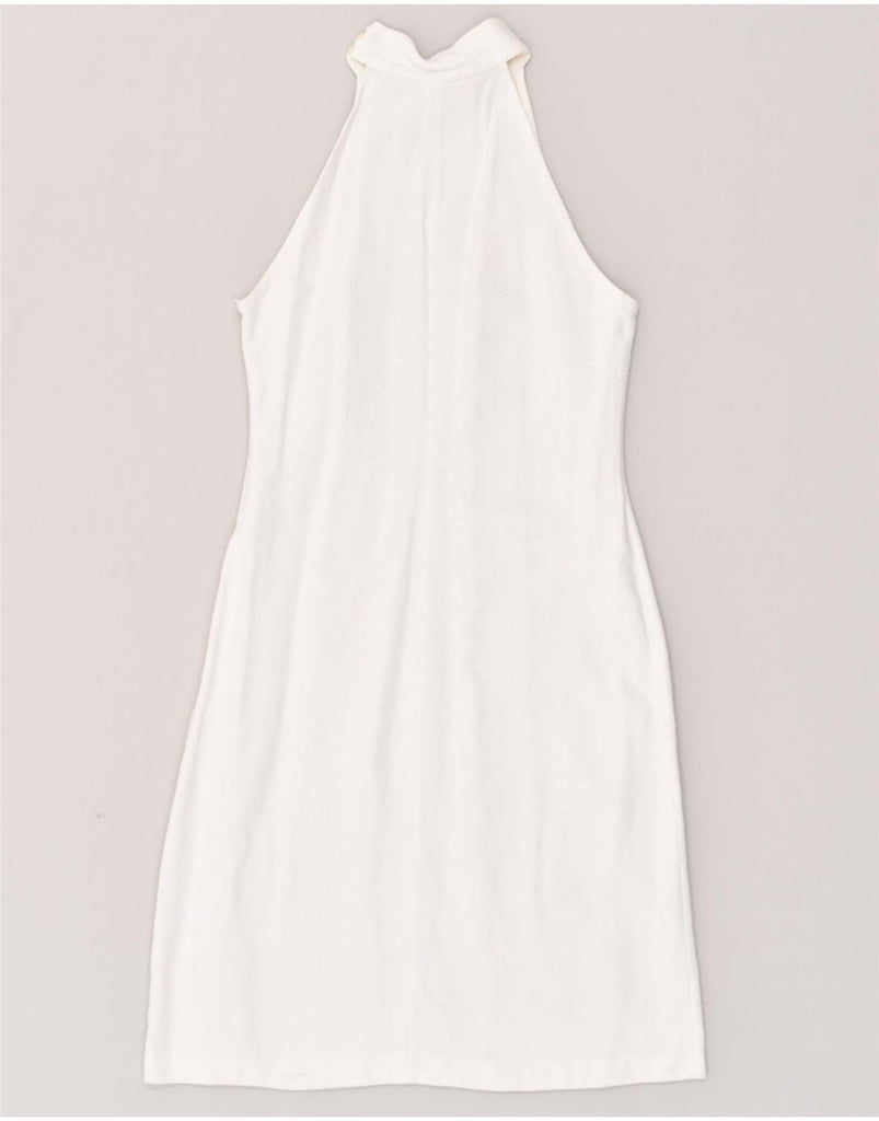 VINTAGE Womens Sleeveless Halter Dress UK 8 Small White | Vintage Vintage | Thrift | Second-Hand Vintage | Used Clothing | Messina Hembry 