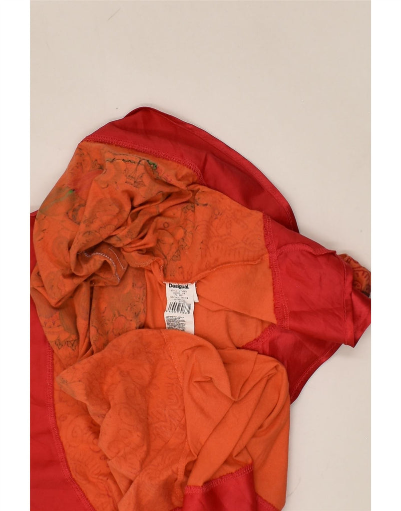 DESIGUAL Womens Sleeveless Sundress UK 14 Large Orange Floral Cotton | Vintage Desigual | Thrift | Second-Hand Desigual | Used Clothing | Messina Hembry 