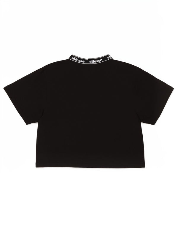 Ellesse Womens Crop Graphic T-Shirt Top UK 12 Medium Black Cotton
