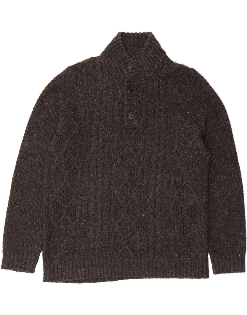 FAT FACE Mens Button Neck Jumper Sweater XL Grey Flecked Wool Vintage Fat Face and Second-Hand Fat Face from Messina Hembry 