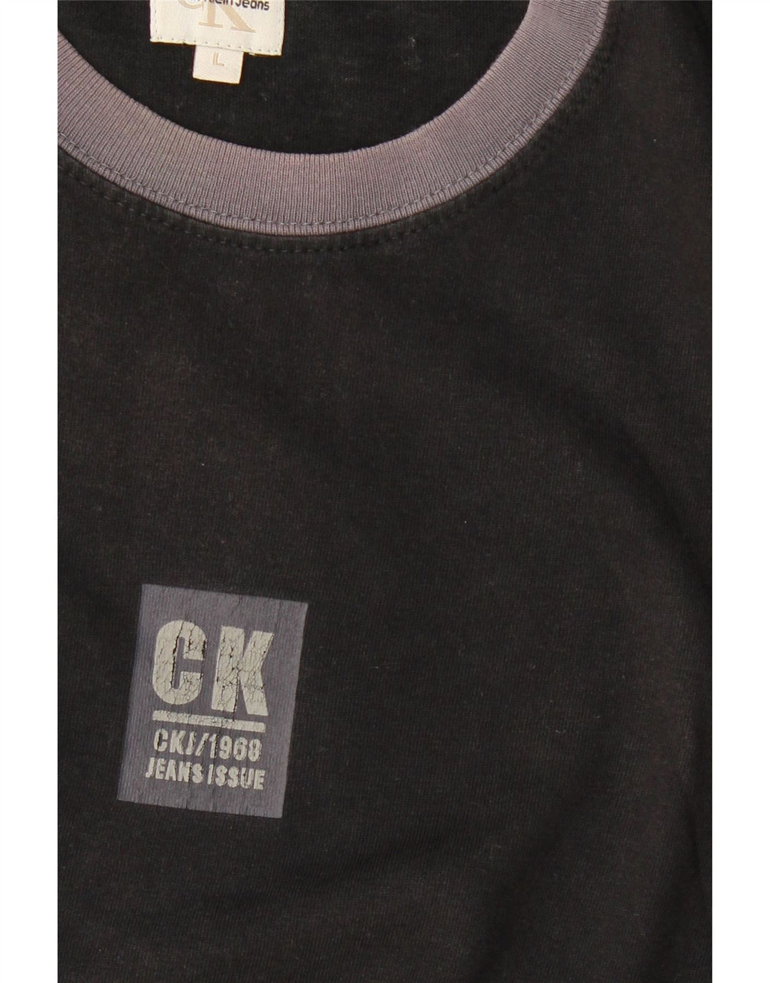 CALVIN KLEIN JEANS Mens T-Shirt Top Large Black Cotton