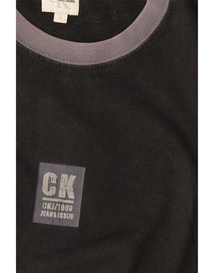 CALVIN KLEIN JEANS Mens T-Shirt Top Large Black Cotton