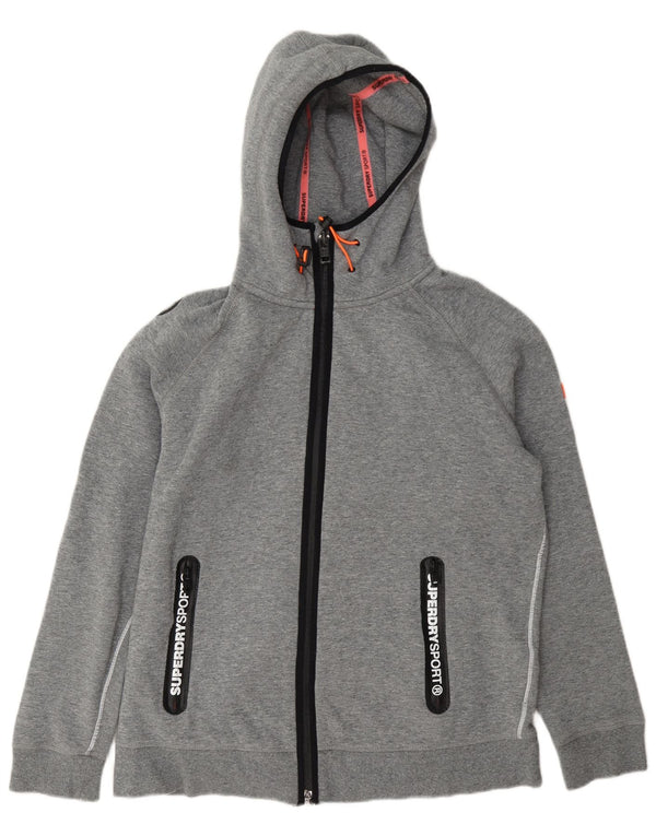 Superdry Womens Graphic Zip Hoodie Sweater UK 18 XL Grey Cotton