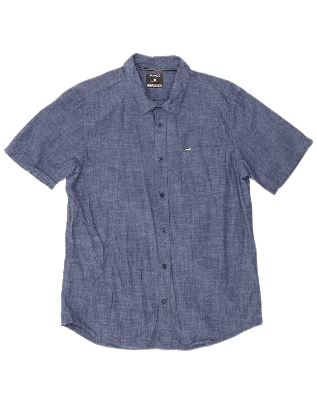 Hurley Mens Short Sleeve Shirt Large Blue Cotton