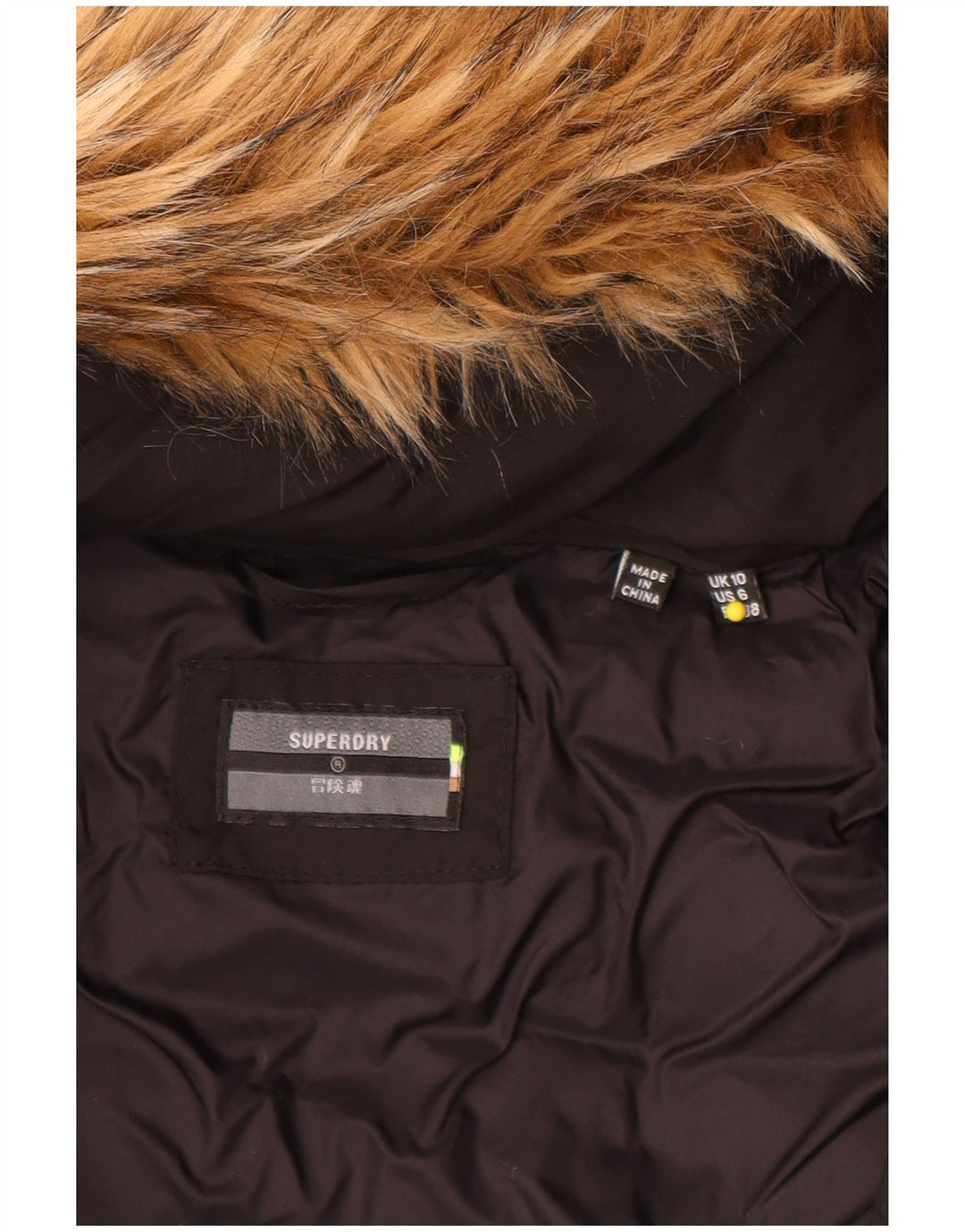 Superdry Womens Hooded Padded Jacket UK 10 Small Black Nylon