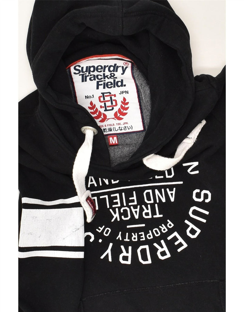 SUPERDRY Womens Track & Field Graphic Hoodie Jumper UK 14 Medium Black Vintage Superdry and Second-Hand Superdry from Messina Hembry 