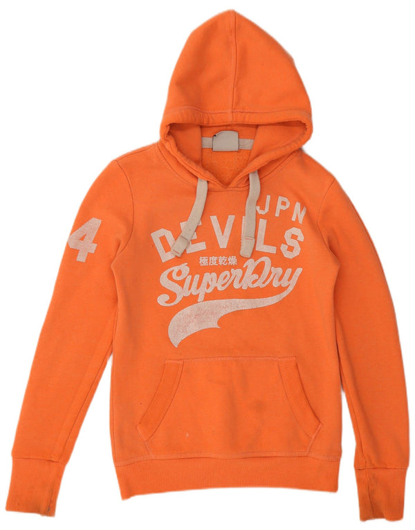 Superdry Womens Graphic Hoodie Jumper UK 10 Small Orange Polyester