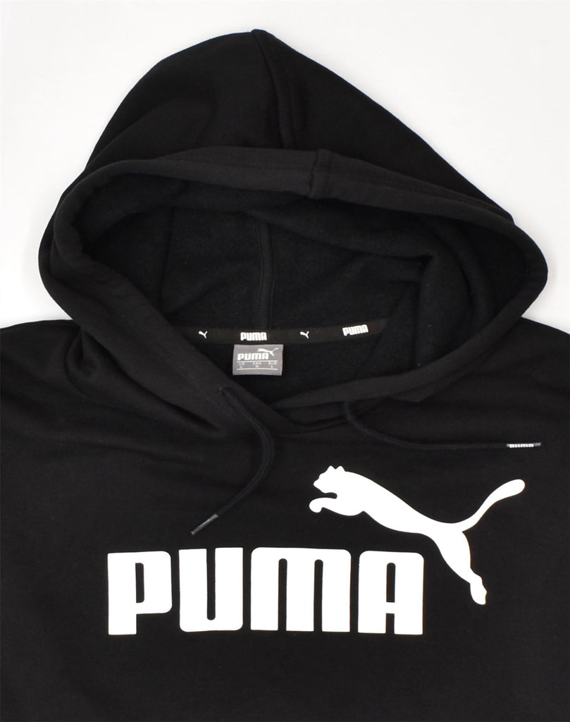 PUMA Womens Oversized Graphic Hoodie Jumper UK 16 Large Black Cotton | Vintage | Thrift | Second-Hand | Used Clothing | Messina Hembry 