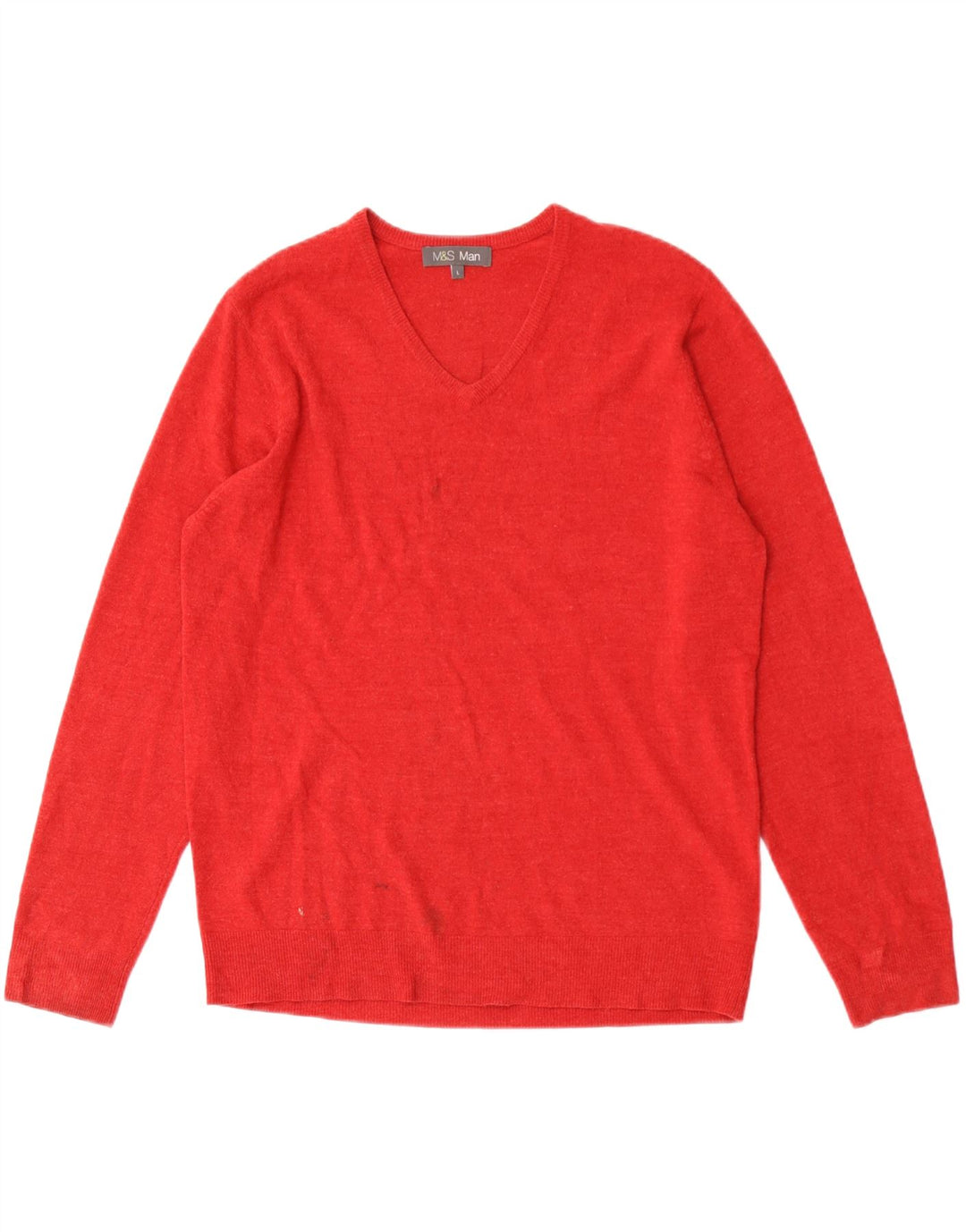 Marks & Spencer Mens V-Neck Jumper Sweater Large Red Acrylic