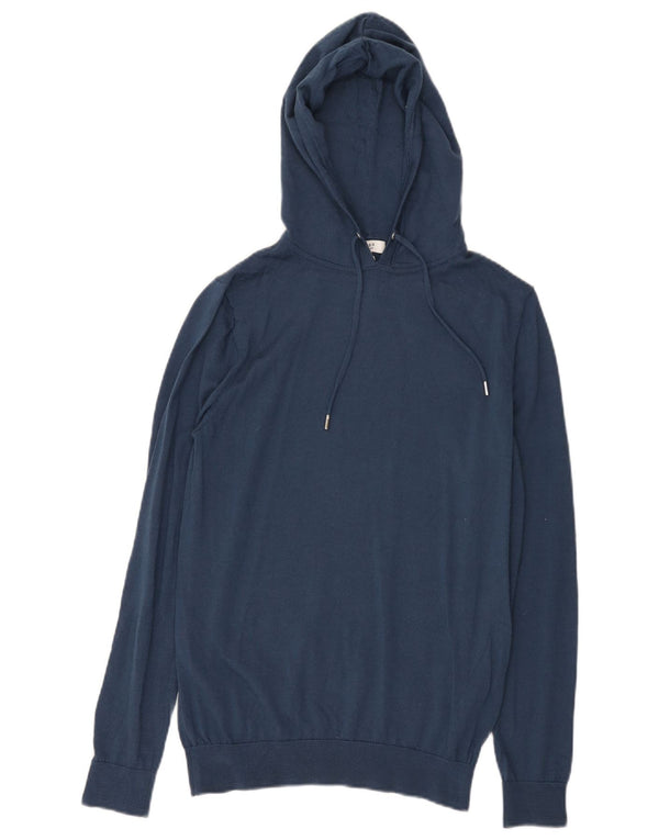 Reiss Womens Hooded Jumper Sweater UK 12 Medium Navy Blue Merino Wool