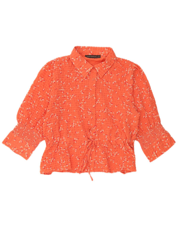 French Connection Womens 3/4 Sleeve Shirt Blouse UK 14 Medium Orange Floral