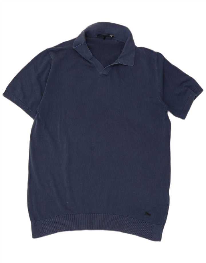 LIU JO Mens Polo Shirt XL Navy Blue Cotton