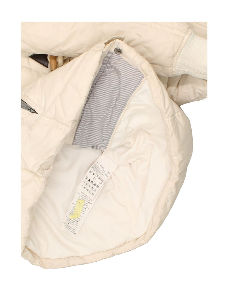 PLAYLIFE Womens Hooded Padded Jacket UK 6 XS Off White Polyester | Vintage Playlife | Thrift | Second-Hand Playlife | Used Clothing | Messina Hembry 