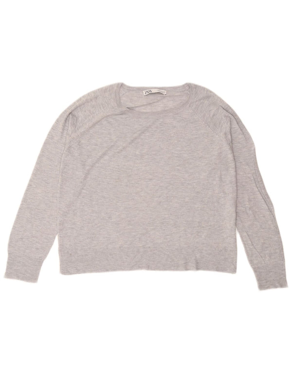 Zara Womens Loose Fit Blouse Top UK 14 Medium Grey Viscose