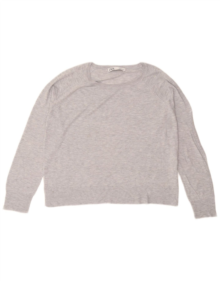 Zara Womens Loose Fit Blouse Top UK 14 Medium Grey Viscose