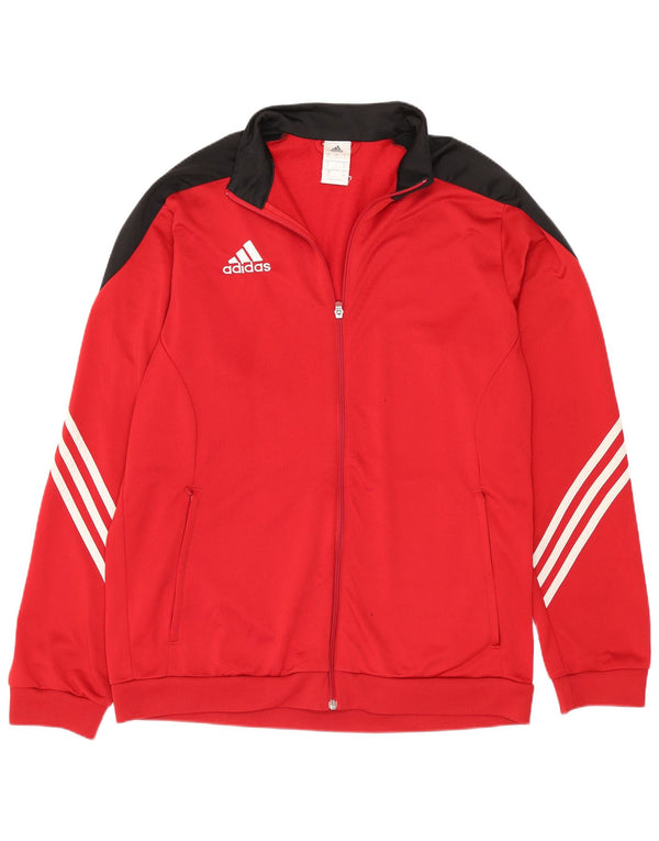 Adidas Mens Tracksuit Top Jacket Large Red Polyester