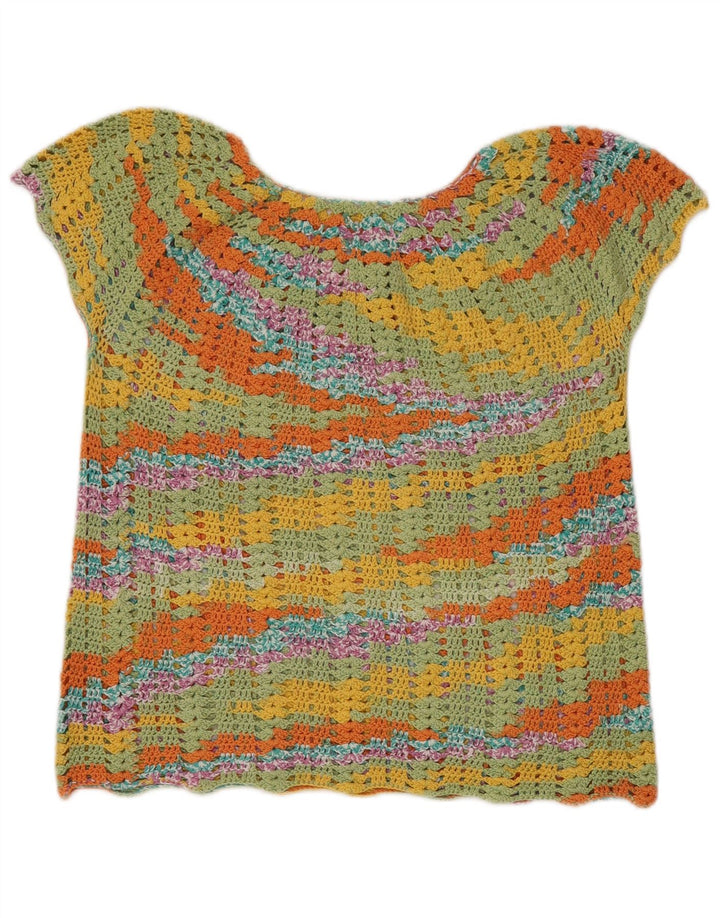 Vintage Womens Boat Neck Jumper Sweater UK 14 Medium Multicoloured