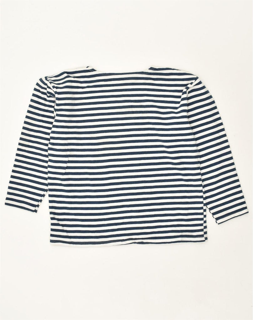 VINTAGE Womens Top 3/4 Sleeve UK 18 XL  Navy Blue Striped Cotton Nautical | Vintage Vintage | Thrift | Second-Hand Vintage | Used Clothing | Messina Hembry 