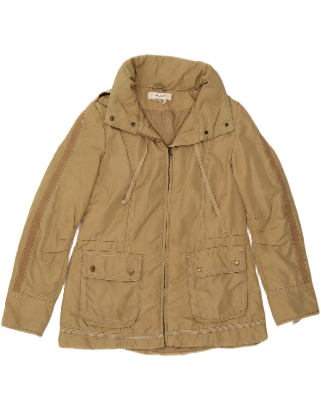 Zara Womens Padded Jacket UK 18 XL Beige Nylon