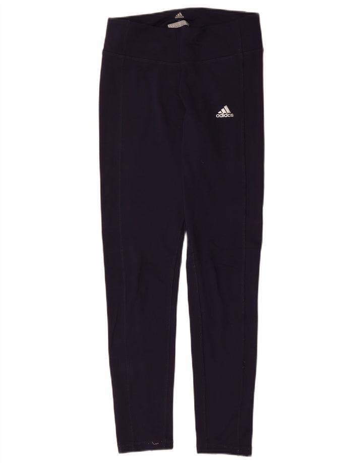 ADIDAS Womens Climawarm Leggings UK 8/10 Small  Navy Blue Polyester