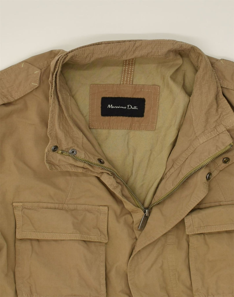 MASSIMO DUTTI Mens Military Jacket IT 44 XS Brown Cotton | Vintage Massimo Dutti | Thrift | Second-Hand Massimo Dutti | Used Clothing | Messina Hembry 