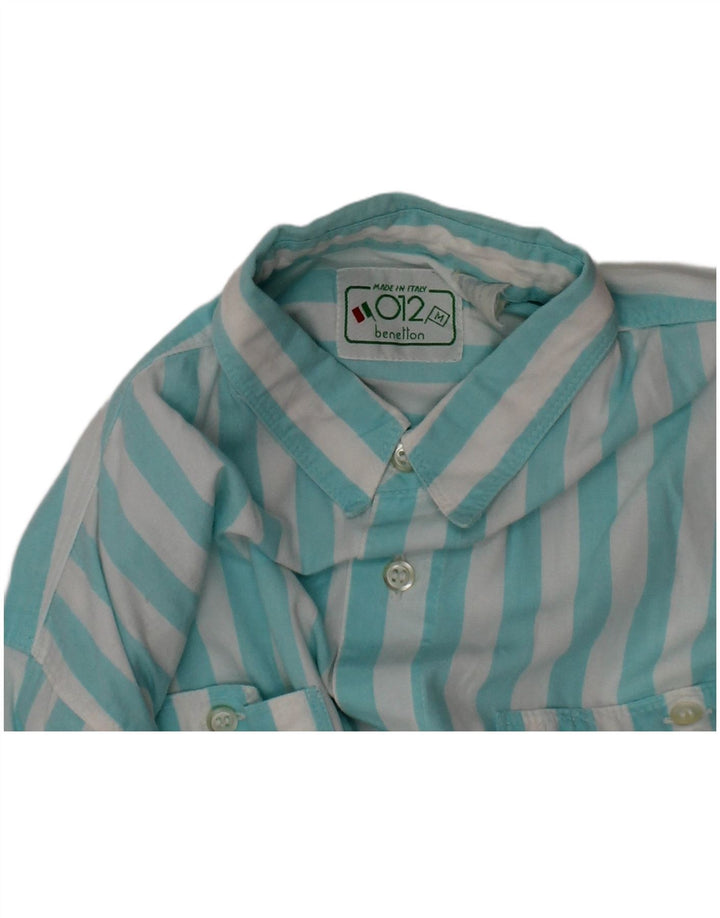 BENETTON Boys Shirt 7-8 Years Medium Blue Striped