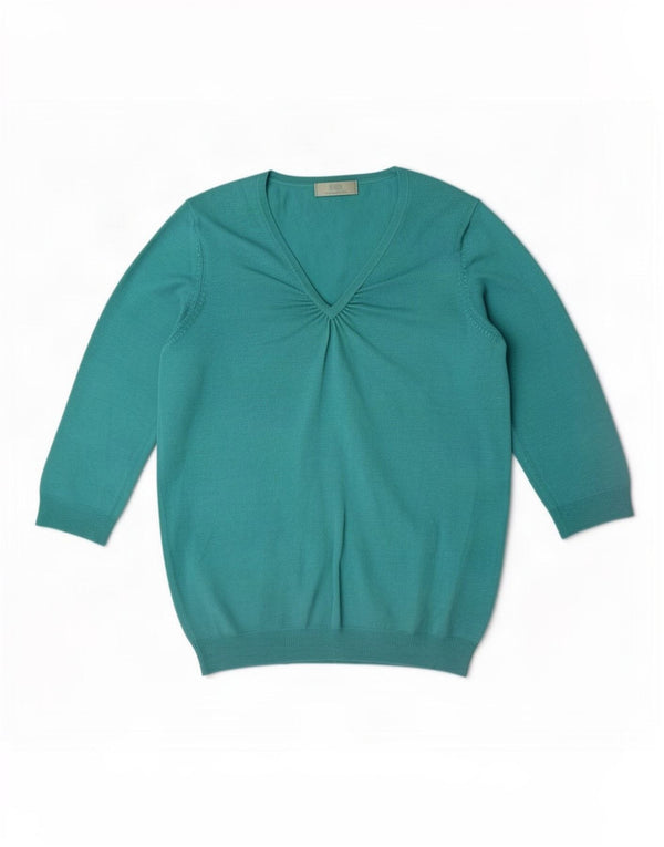 Marks & Spencer Womens V-Neck Jumper Sweater UK 16 Large Turquoise