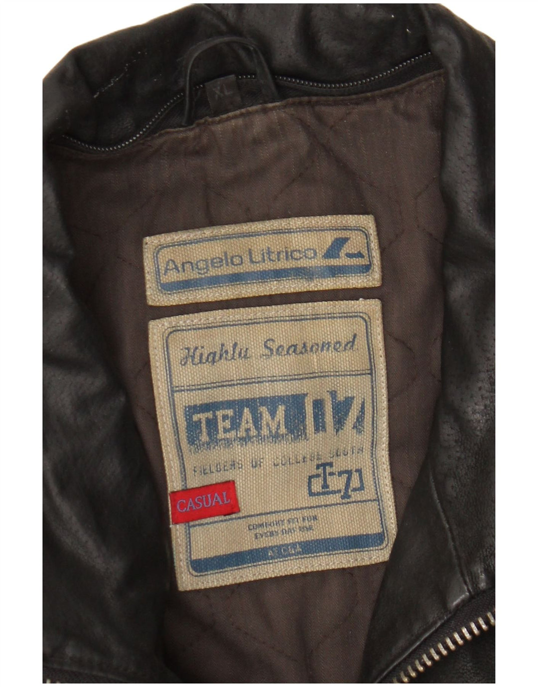 Angelo Litrico Mens Leather Jacket UK 42 XL Black Leather