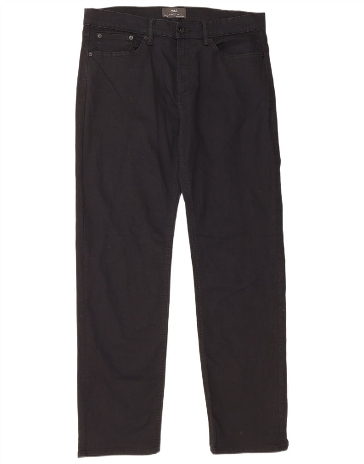 MARKS & SPENCER Mens Straight Jeans W34 L31 Black Cotton