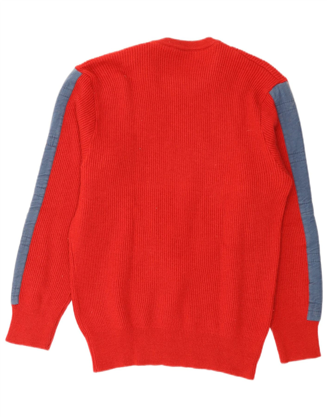 VINTAGE Mens Crew Neck Jumper Sweater IT 52 Large Red Colourblock Wool