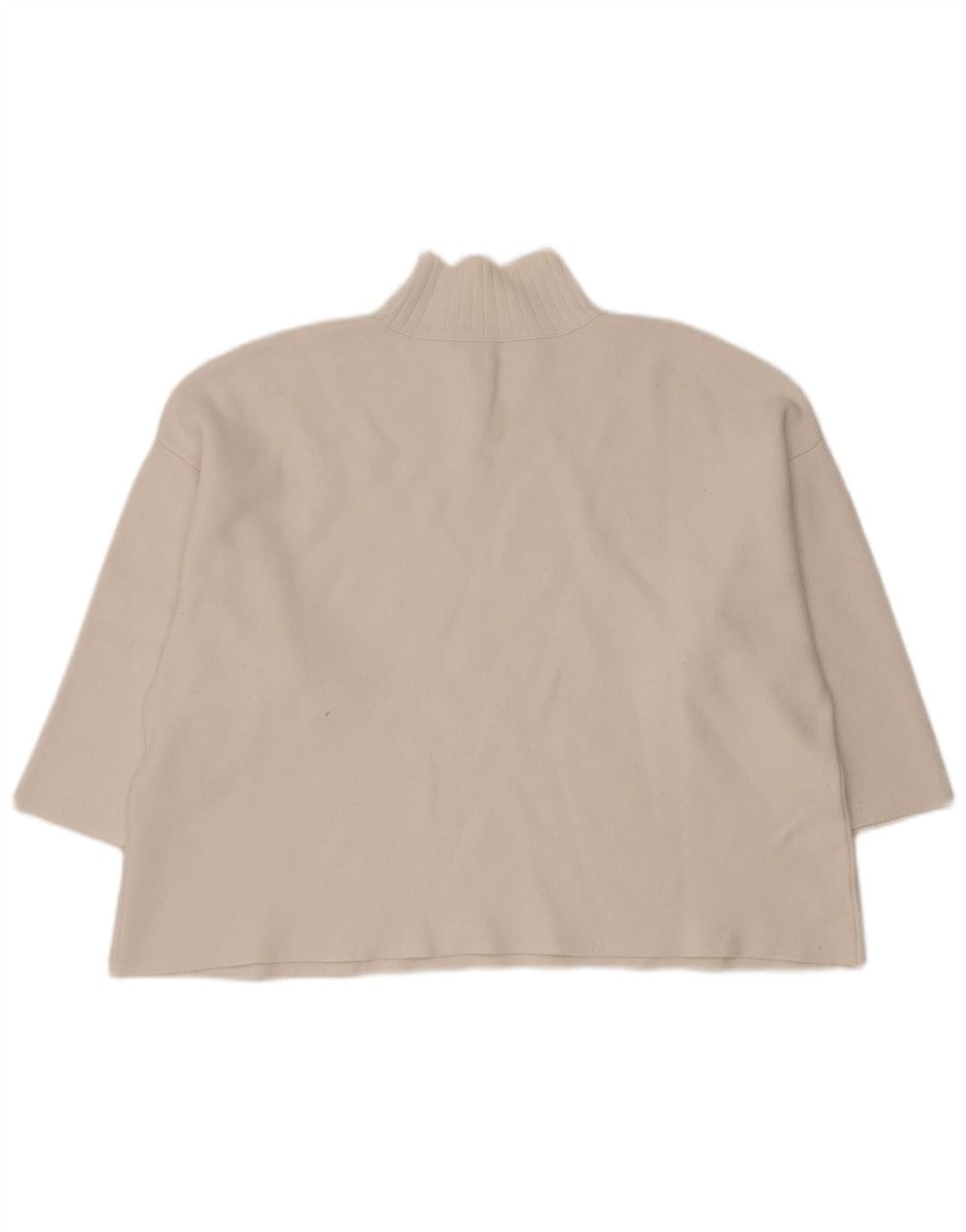 Zara Womens Oversized Crop Turtle Neck Jumper Sweater UK 14 Medium White