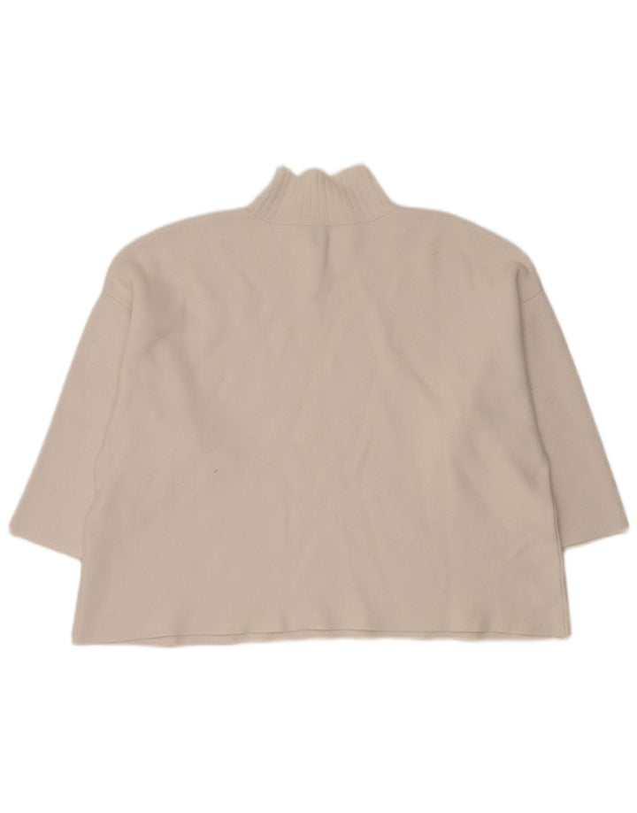 Zara Womens Oversized Crop Turtle Neck Jumper Sweater UK 14 Medium White