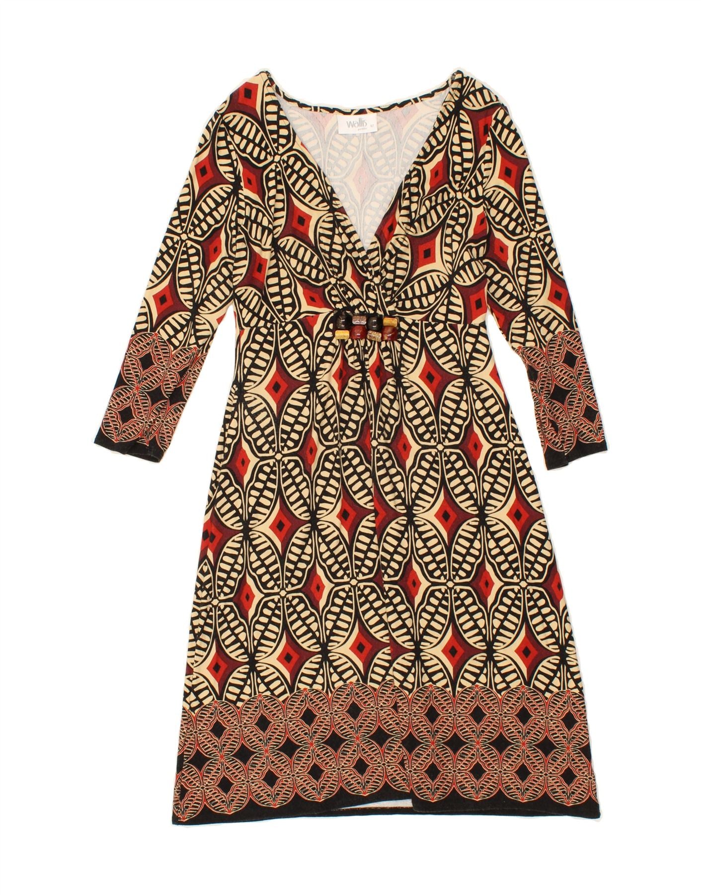 WALLIS Womens Petite 3/4 Sleeve Maxi Dress UK 12 Medium Red