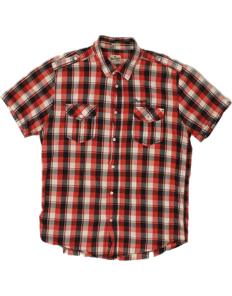 WRANGLER Mens Casual Fit Short Sleeve Shirt XL Red Check Cotton | Vintage Wrangler | Thrift | Second-Hand Wrangler | Used Clothing | Messina Hembry 