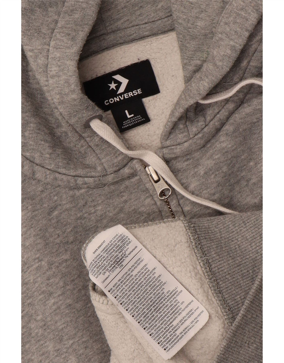 CONVERSE Womens Zip Hoodie Sweater UK 16 Large Grey Cotton Vintage Converse and Second-Hand Converse from Messina Hembry 