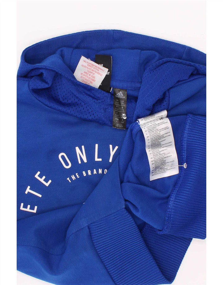 Adidas Boys Graphic Hoodie Jumper 5-6 Years Blue Polyester