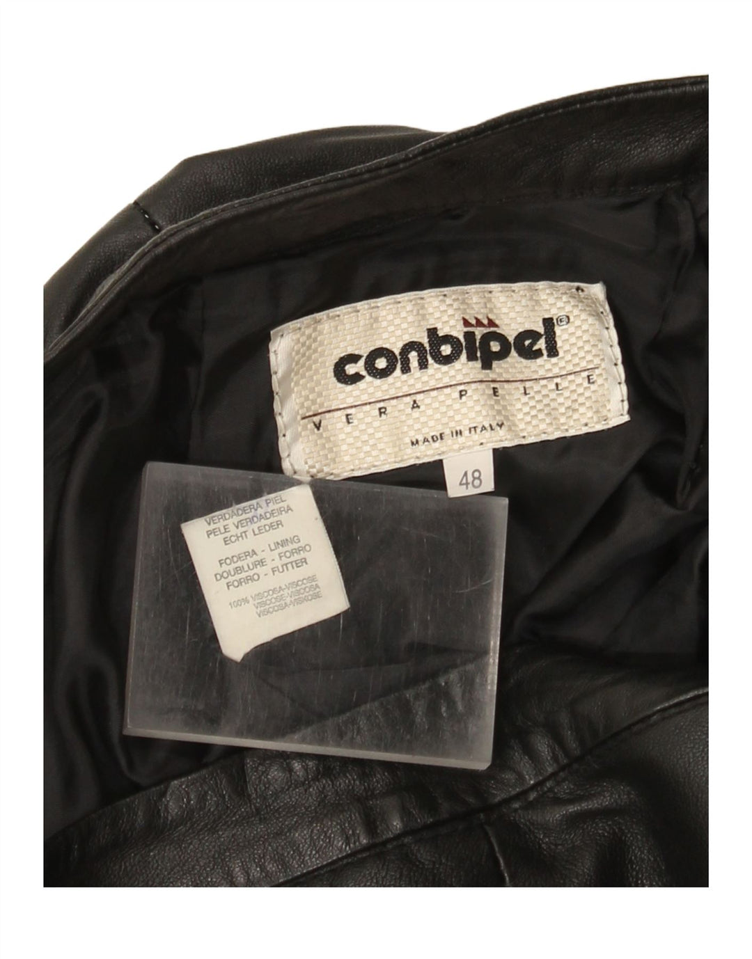 Conbipel Womens Straight Leather Trousers IT 48 XL W30 L29 Black Leather