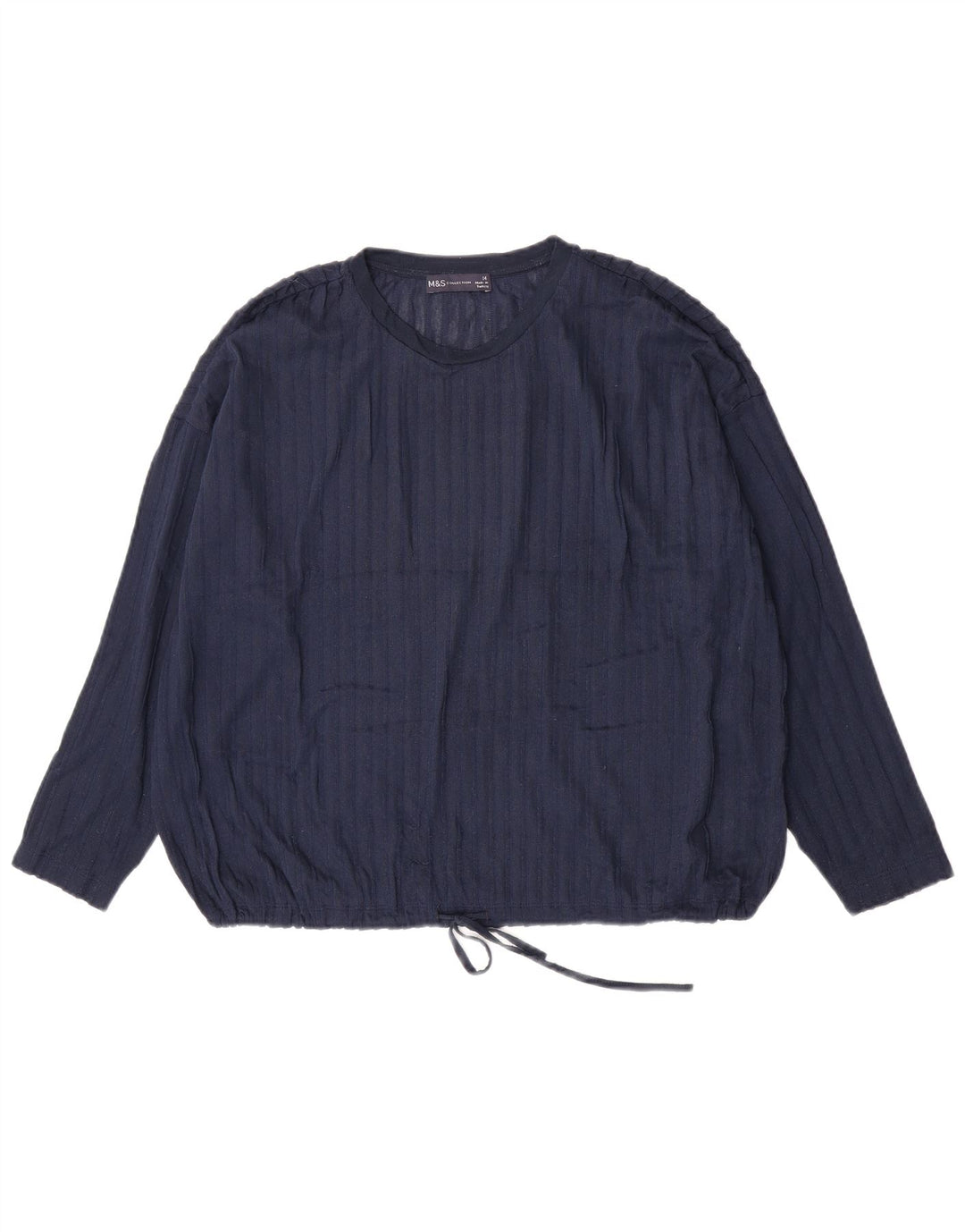 Marks & Spencer Womens Oversized Top Long Sleeve UK 14 Large Navy Blue
