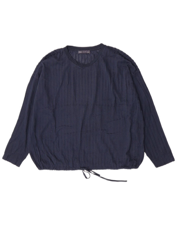 Marks & Spencer Womens Oversized Top Long Sleeve UK 14 Large Navy Blue