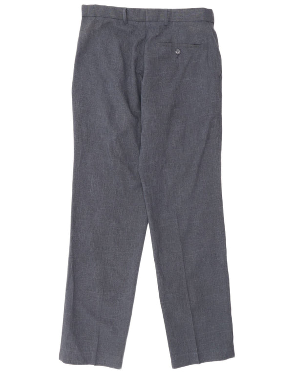 Marks & Spencer Mens Regular Fit Suit Trousers W32 L33 Navy Blue Polyester